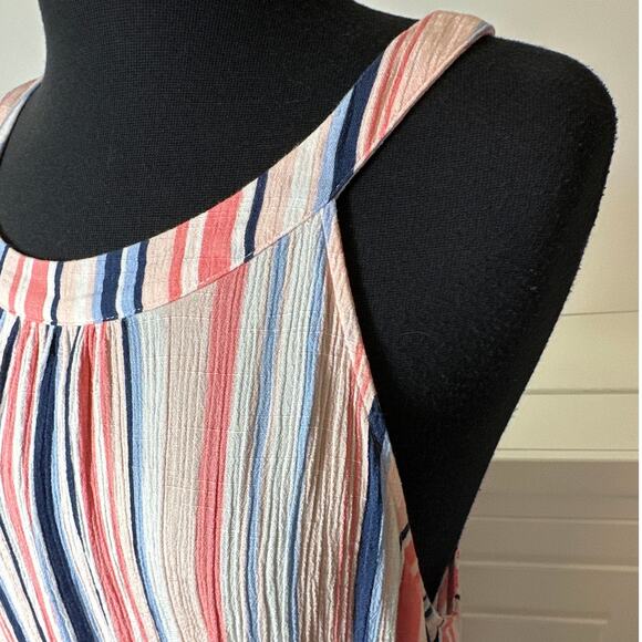 Lane Bryant Sleeveless High-Low Shirred Halter Top Size 18 Pastel Colors Stripes - Picture 4 of 10